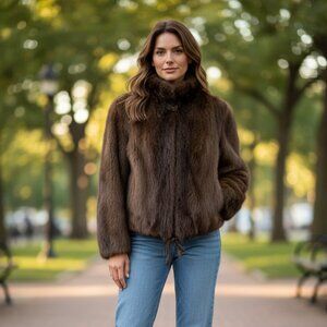 Vintage Kramer’s Fur Coat Parka Short Drawstring Women’s Old Money Quiet Luxury